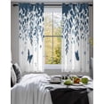 thumbnail image 3 of Blue Spring Botanical Sheer Curtains 54 Inch Length 2 Panels Set for Living Room/Bedroom, Weeping Eucalyptus Butterfly Kitchen Curtains Grommet Semi-Sheer Curtains Drapes Window Treatments 42"x54"x2, 3 of 7