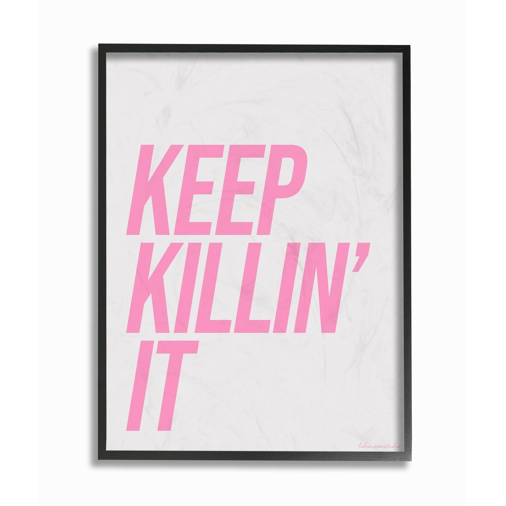 The Stupell Home Decor Collection lulusimonSTUDIO Pink and Grey Keep Killin It Typography Framed Giclee Texturized Art, 11 x 1.5 x 14