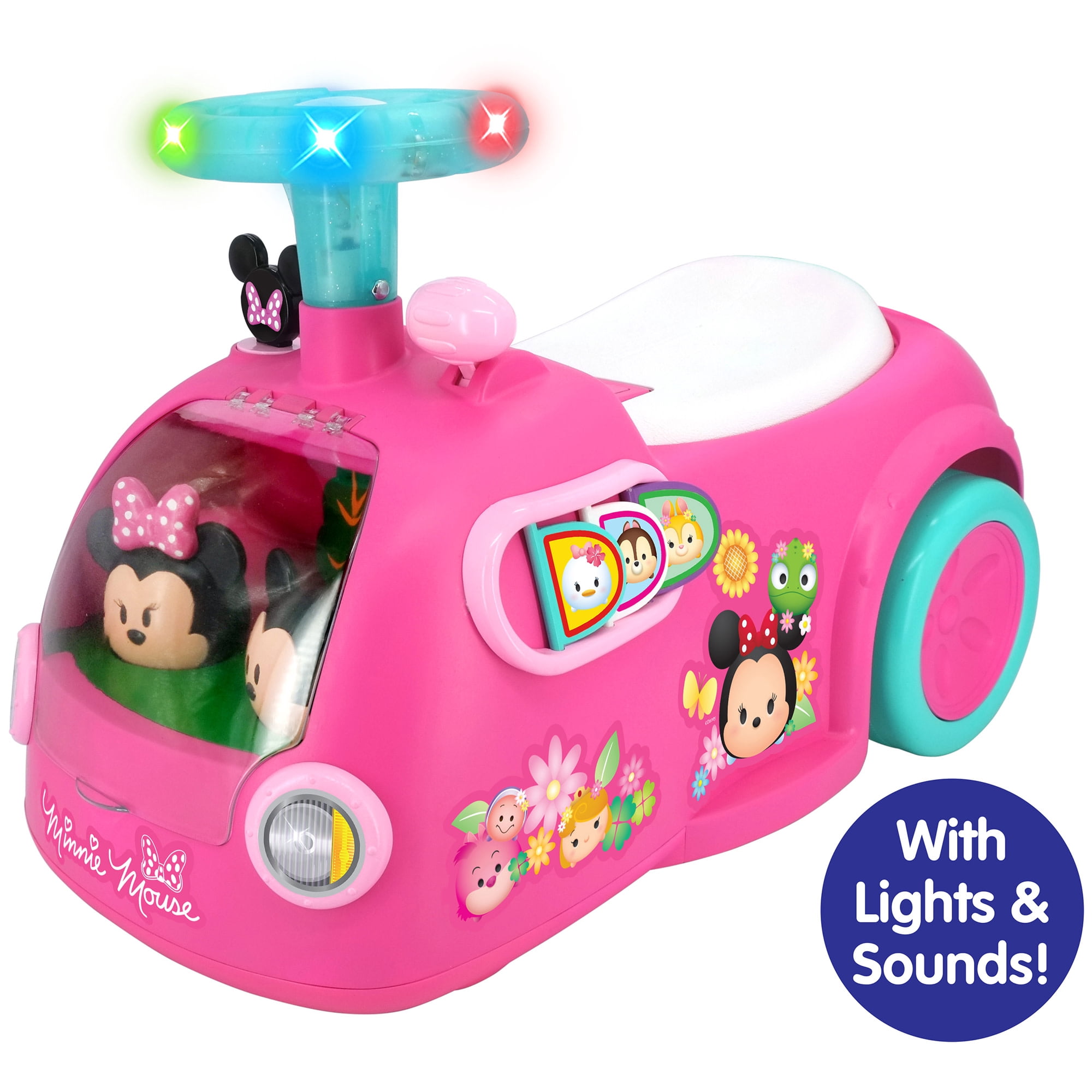 Kiddieland: Zoom n' Go Activity Ride-On - Minnie Mouse - Disney Lights & Sounds Foot-To-Floor Vehicle, 2 Mini Toy Zooms, Storage Seat, Toddler 12-36mo