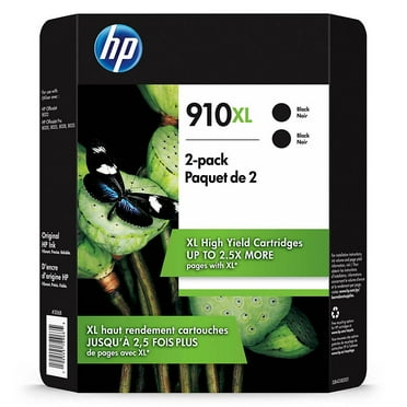 HP 910XL, High Yield Black Original Ink Cartridge, 2 Pack