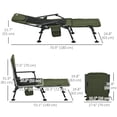 thumbnail image 3 of Outsunny Folding Fishing Bed Chair with Reclining Back Footrest Dark Green, 3 of 10