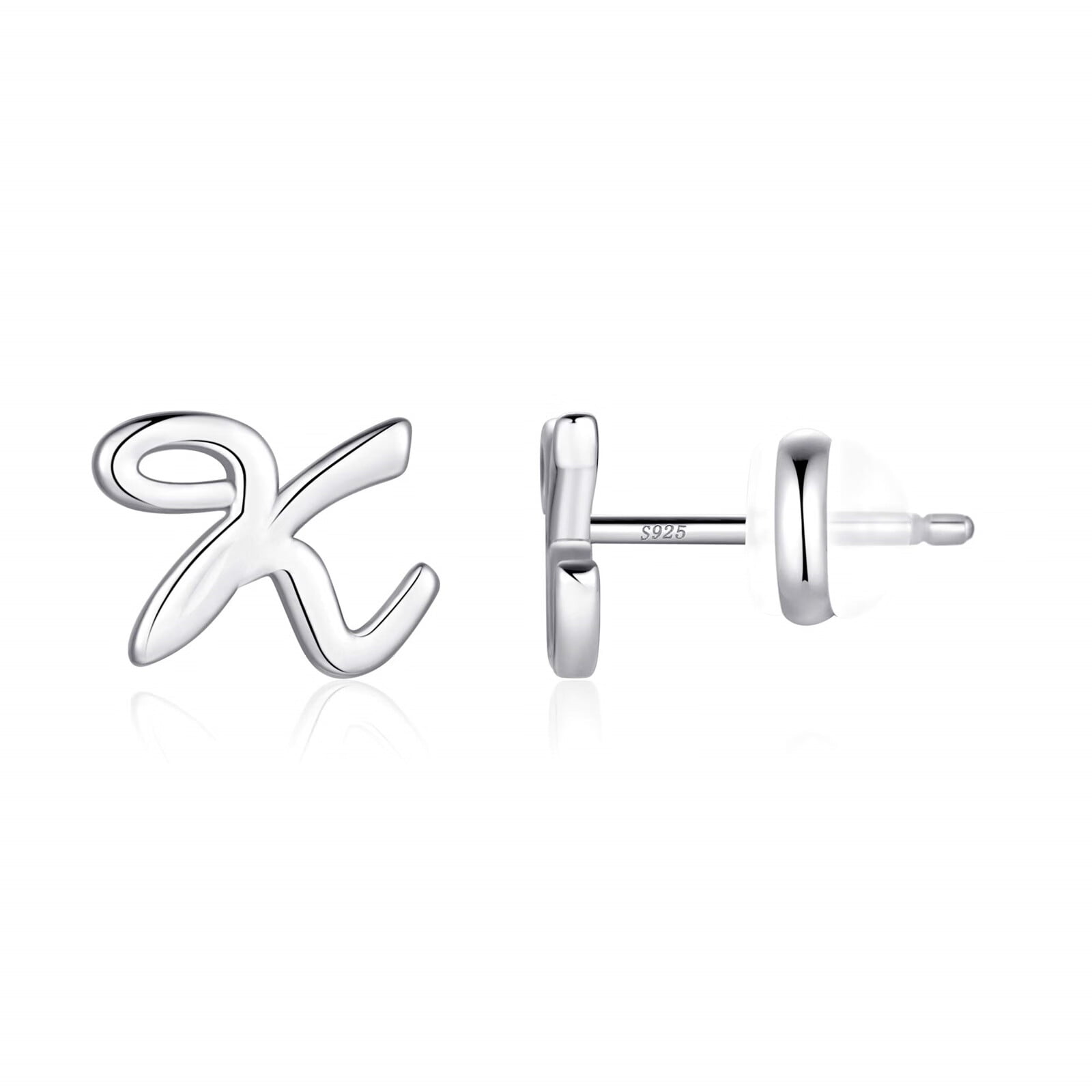 AUNOOL Initial Stud Earrings for Women Girls S925 Sterling Silver Post
