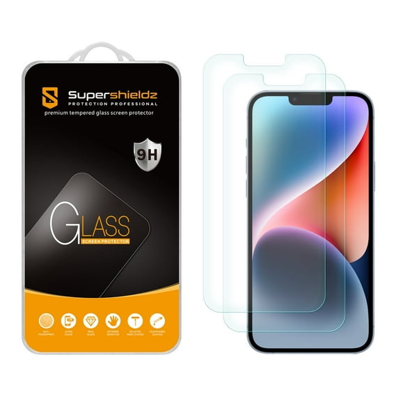 [2-Pack] Supershieldz for iPhone 14 Plus/ iPhone 13 Pro Max (6.7 inch) Tempered Glass Screen Protector, Anti Scratch, Bubble Free