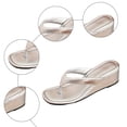 thumbnail image 5 of Rokment Womens Wedge Flip Flops Backless Dressy Sandals 2026 Stylish Casual Leopard Leather Square Toe Slip on Dress High Heels Slides for Ladies Summer Silver Size 9, 5 of 8