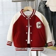 thumbnail image 2 of yocbz Girls Jackets Kids Toddler Baby Boys Varsity Jackte Baseball Bomber Jacket Color Block Streetwear Coats Red,Size for 18-24 Months, 2 of 8