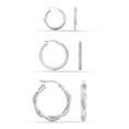 thumbnail image 6 of LeCalla 925 Sterling Silver Twisted & Cubic Zirconia Hoop Earrings Set, 3 Pairs (13mm, 15mm, 20mm), 6 of 8