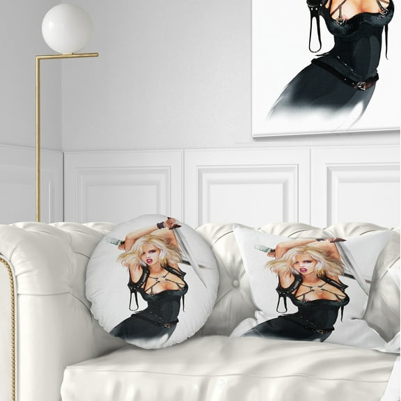 Designart Women with Words - Digital Art Portrait Throw Pillow - 12x20