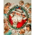 thumbnail image 2 of Wallach, Miriam and Ira D 12x14 Black Ornate Wood Framed with Double Matting Museum Art Print Titled - Santa Claus on string phones, 2 of 4
