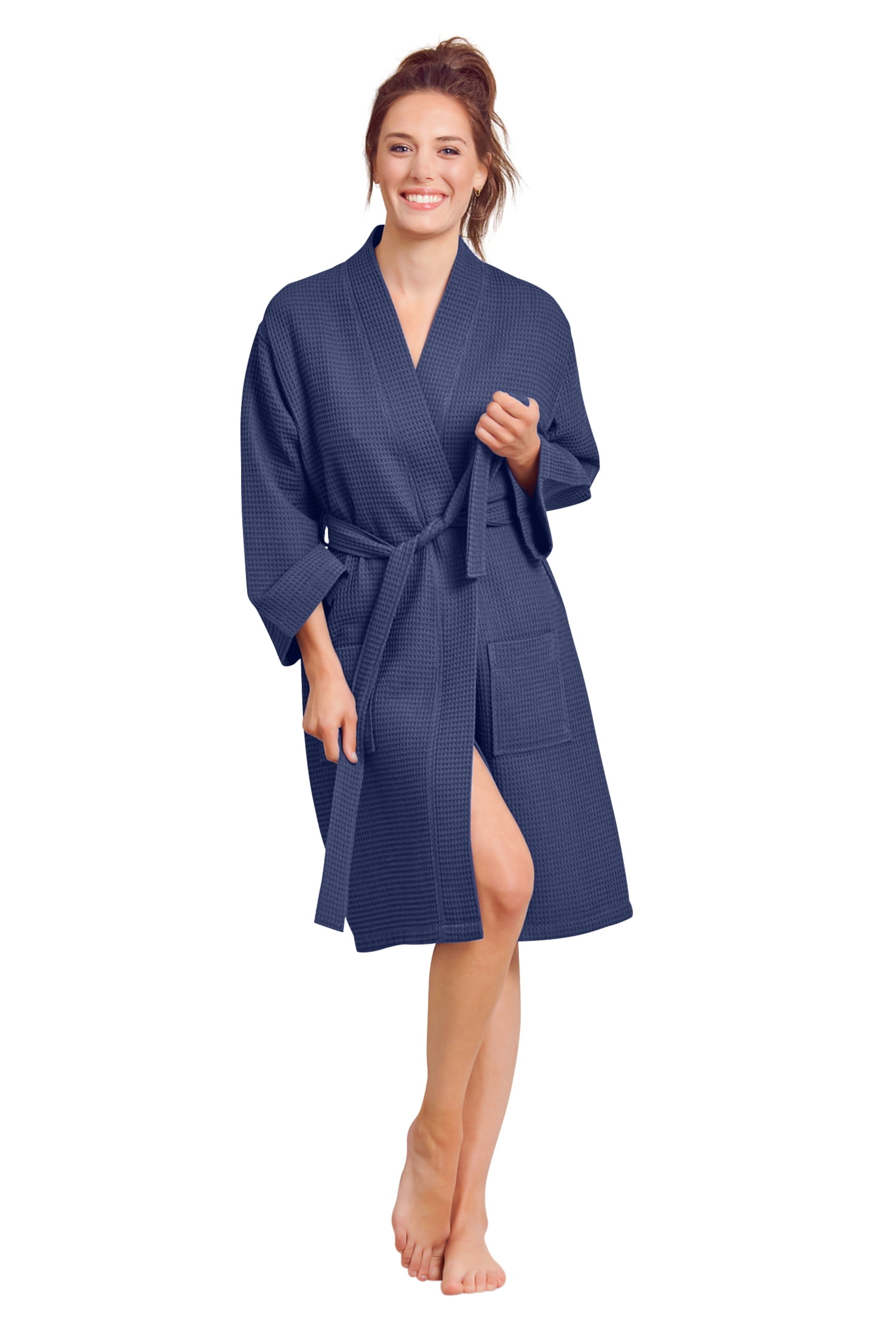 Kimono Waffle Robe Women’s Bath SPA Robe Lightweight Cotton