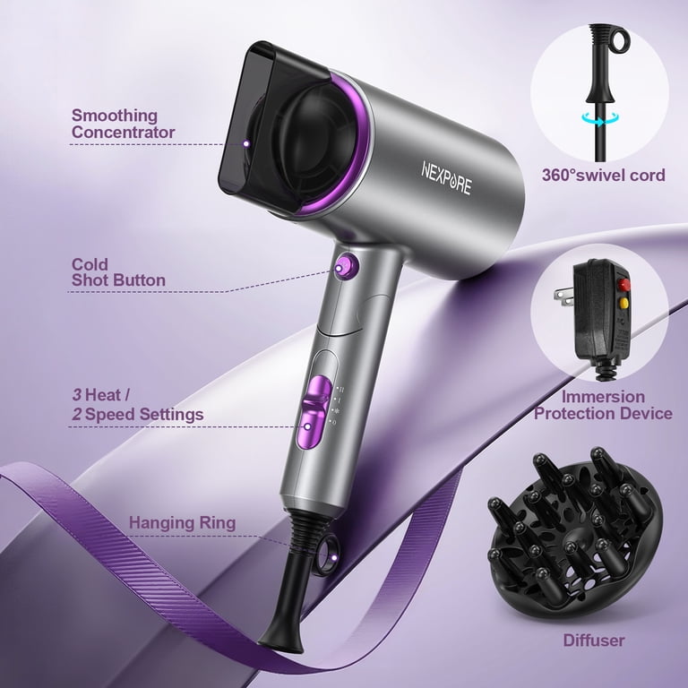 NEXPURE Ionic Hair Dryer 2000W with Diffuser and Concentrator
