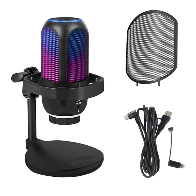 USB Condenser Microphone for Streaming and Phone Recording with Noise Reduction 192 kHz/24 Bit Sampling 78 dB SNR 3.5 mm Monitoring Jack