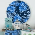 thumbnail image 2 of Designart 'Abstract Blue Wildflowers' Modern Circle Metal Wall Art 23x23 - Disc of 23, 2 of 5