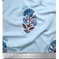 thumbnail image 1 of Soimoi Blue Cotton Voile Fabric Insect,Leaves & Floral Block Print Fabric by The Yard 42 Inch Wide, 1 of 1