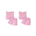 thumbnail image 2 of Loicainy Baby Toddler Girl Summer Outfits Plaid Clothes Set 6 12 18 24 Months 2T 3T 4T Sleeveless Print Tops + Shorts, 2 of 9