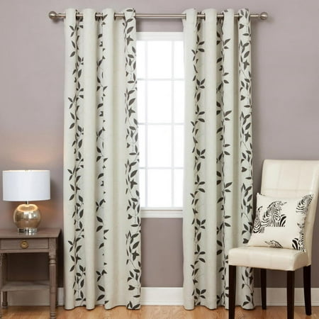 Quality Home Leaf Print Blackout Grommet Curtain Pair - Walmart.com