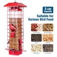 thumbnail image 3 of Kingsyard Squirrel Proof Bird Feeder for Outdoor Hanging, Metal Tube, 3 lbs Capacity, 4 Ports, Red, 3 of 14