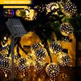 thumbnail image 3 of Muyoka Bola de luz solar marroquí Cadena de luces LED Luces de hadas 7M Golden Hollow Flexible Twinkle Light 8 Modos de iluminación Muyoka Hogar, 3 of 7