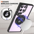 thumbnail image 2 of Phone Case for Samsung S24 Ultra Case Clear with Ring Holder Magnetic Fit Wireless Charger, Pink Shockproof Samsung Galaxy S24 Ultra Case with Kickstand Cover Slim (Blue), 2 of 8