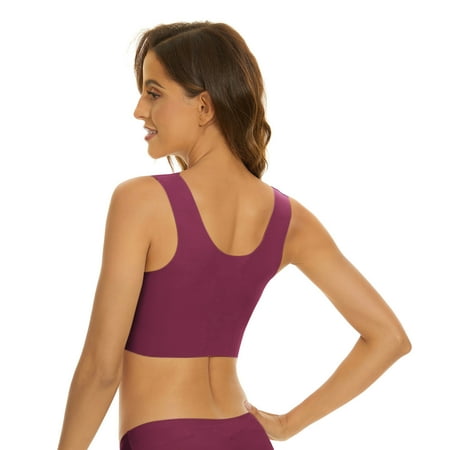 

TOWED22 Bras Women s Lace Front Closure Racerback Bralette Plunge Unlined Underwire Bra Purple 3X-Large