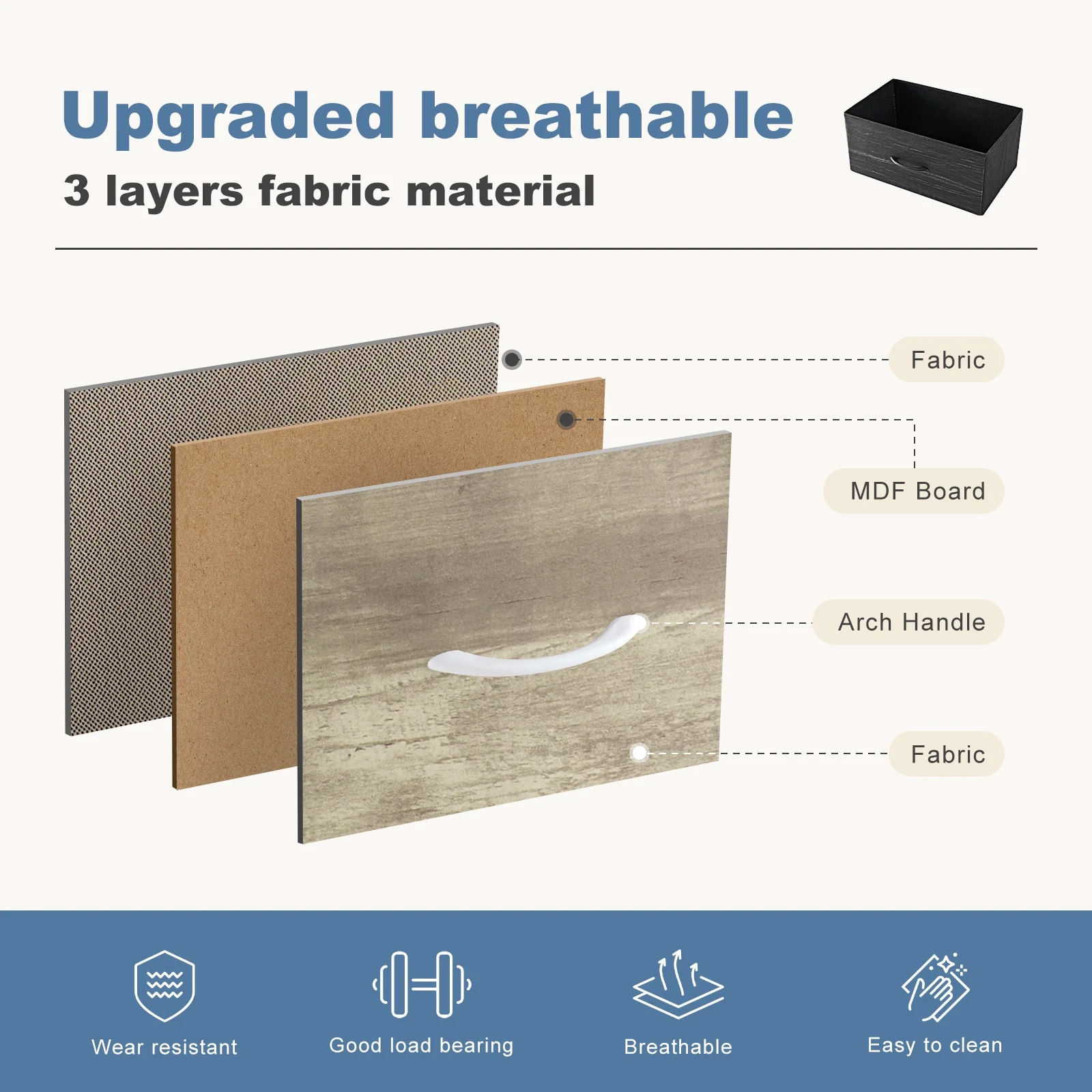 Nextay 9-Drawer Fabric Dresser for Bedroom, Storage Dresser Closet with Steel Frame & Wooden Top for Living Room, Dressing Room, Entryway, Greige Oak