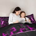 thumbnail image 5 of Homewish Teens Colorful Gamepad Bedding Comforter Set,3D Plaid Grid Twin Comforter Sets,Purple Black Bedding Set For Boys Kids,Luxury Bedroom Decor Reversible,2pcs, 5 of 8