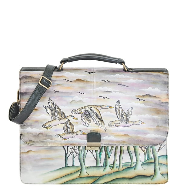 Sishka Sac Bandoulière en Cuir Peint à la Main pour Femmes – Sac à Bandoulière au Design Artistique d'Oiseaux pour le Travail, les Voyages et l'Usage Quotidien