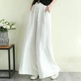 thumbnail image 3 of Dream Lifestyle Wide Leg Pants Solid Color Elastic Waist Cotton Linen Drawstring Long Trousers Spring Summer Loose Casual Pants Women Clothing, 3 of 8