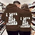 thumbnail image 2 of Couples Matching "I Love My Girlfriend" Hoodie Oversized Pullover Sweatshirt with Bubble Letter Print Soft Thick Unisex Hooded Sweatshirt, 2 of 7