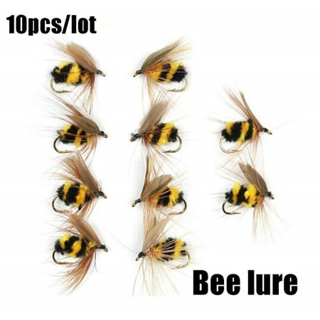 10 Pcs/Set Fishing Bionic Insect Bee Bait, Artificial Bee Fly Trout Fishing Lures (Best Fly Fishing Flies For Trout)
