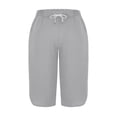 thumbnail image 4 of VV AVEORS Capri Pants For Women Split Side High Waist Casual Athletic Knee Length Summer Pants Casual Sweatpants With Pockets Light Gray M, 4 of 7