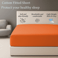 thumbnail image 3 of Amay 100% Organic Cotton Queen Fitted Sheet - 500 Thread Count (60"x80") - Ultra Soft, Cooling & Breathable Bed Sheet - Durable Long-Lasting Fabric - (Orange, 1 Piece), 3 of 7