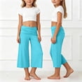 thumbnail image 2 of Rvusndi Girls Summer Fold Over Pants Comfortable Loose Casual Wide Leg Yoga Pants with Elastic Waist Trousers for Kids Play and Everyday Wear, 2 of 5