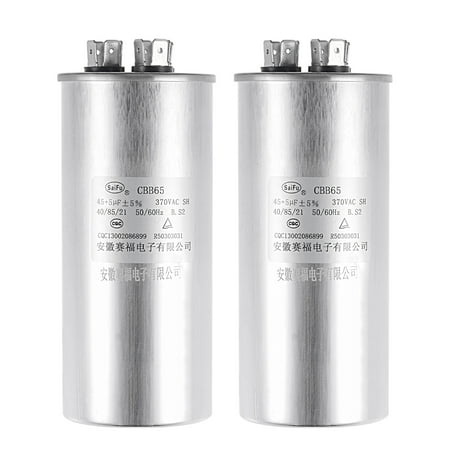 

Uxcell 45/5uF 370V AC Aluminum Case Round CBB65 Dual Motor Run Capacitor 2 Pack