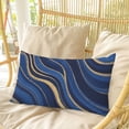 thumbnail image 4 of Navy Blue Moire Pillow Covers, Linen Long Throw Pillow Case, Modern Abstract Art Holiday Pillow Protector Decorative Cushion Cover for Living Room/Bedroom 24" x 36", 4 of 8