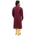 thumbnail image 5 of Atasi Men's Maroon Linen Long Kurta Casual Shirt Style Ethnic Wear-Small, 5 of 6