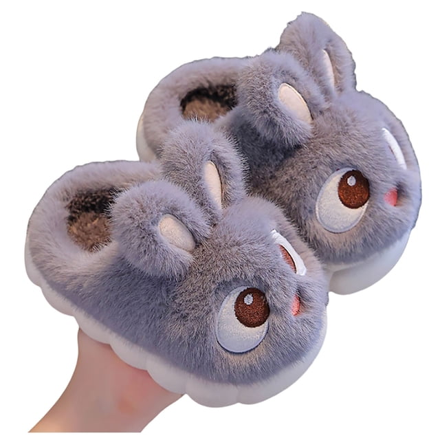 TBWNWG Girls Winter Fuzzy Rabbit Slippers Warm Soft Indoor Comfortable Cute Toddler Home Shoes,Size 27