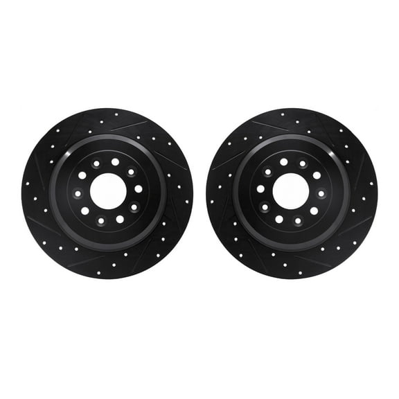 Dynamic Friction Company Rear Brake Rotors-Drilled and Slotted-Black 8002-54198