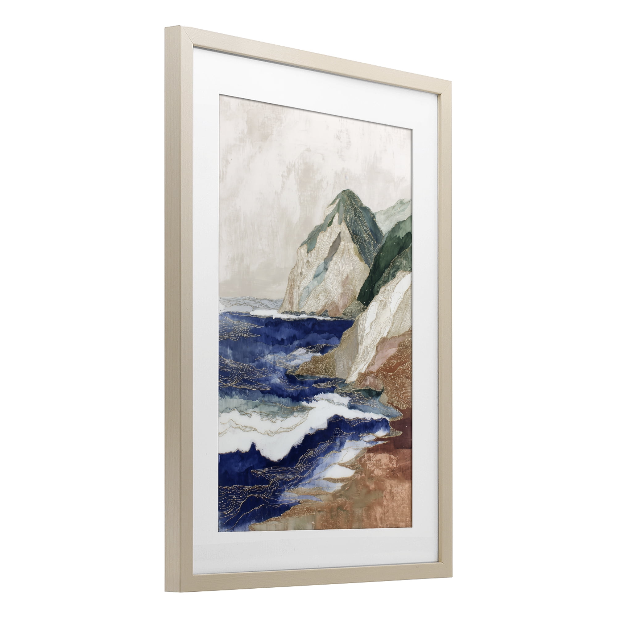 Stupell Industries Cliff Next To The Sea Birch Framed Print Under Glass, design by Chromatic Storm Studio