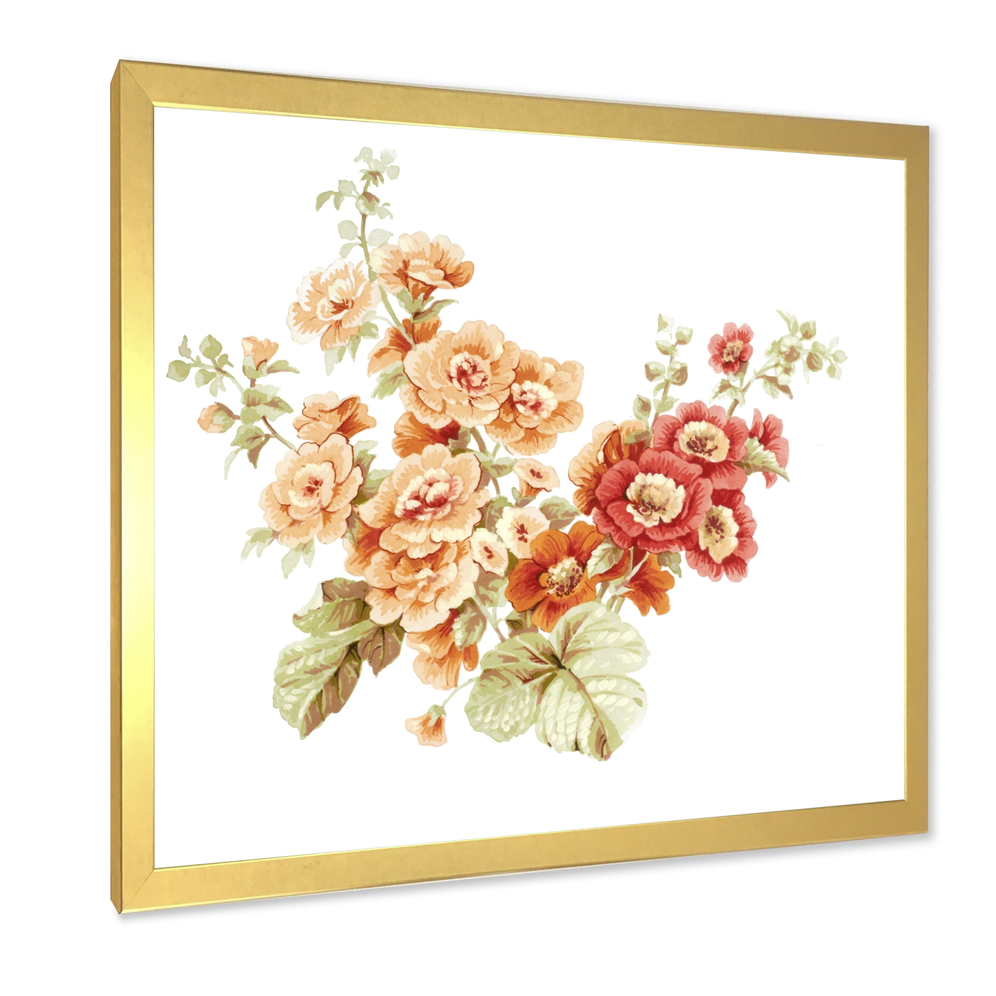 Designart 'Red and Orange Wildflowers' Traditional Framed Art Print