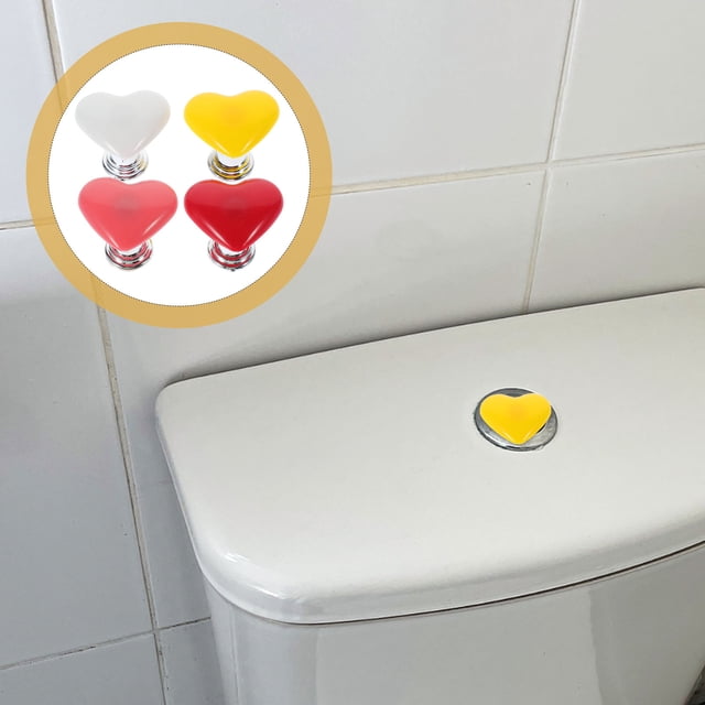 ORDDIART Bouton de Réservoir de Toilette Poignée en Forme de Cœur Rouge 4 Pcs pour Salle de Bain pour Femmes et Filles