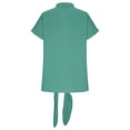thumbnail image 4 of hotojiny Blouses for Women Dressy Casual Tie Front Linen Shirt Ruffle V Neck Short Sleeve Button Down Summer Tops for Beach Vaction, 4 of 7