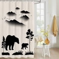 thumbnail image 4 of Fabric Shower Curtain, Black Bears Silhouettes Smoky Mountain Wildlife Animal Linen Bathroom Curtain with 12 Hooks Waterproof No Bad Odor Machine Washable Bath Curtains for Bathroom, Spa Room, Background Cloth, 66"x72", 4 of 6