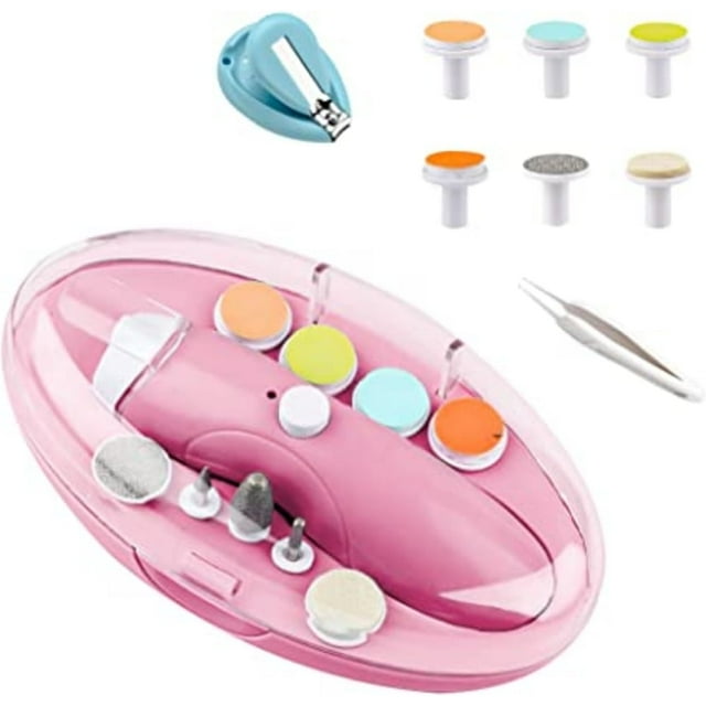 Baby Nail Clippers, Baby Nail File Kit, with 9 Types Grinding Heads, Suitable for Kids,Pink