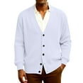 thumbnail image 2 of Dwelliawo Men's Cardigan Sweater V Neck Lightweight Button Down Knit Sweater Wool Cardigan Sweater Long Slevee Casual Sweaters with Pocket Fall Clothing Light Blue M, 2 of 7