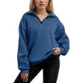 thumbnail image 1 of WEAIXIMIUNG Chandails en Molleton Courts pour Femmes Manches Courtes Demi-Zip avec Poches Pull à Capuche pour Sports et Loisirs, 1 of 6