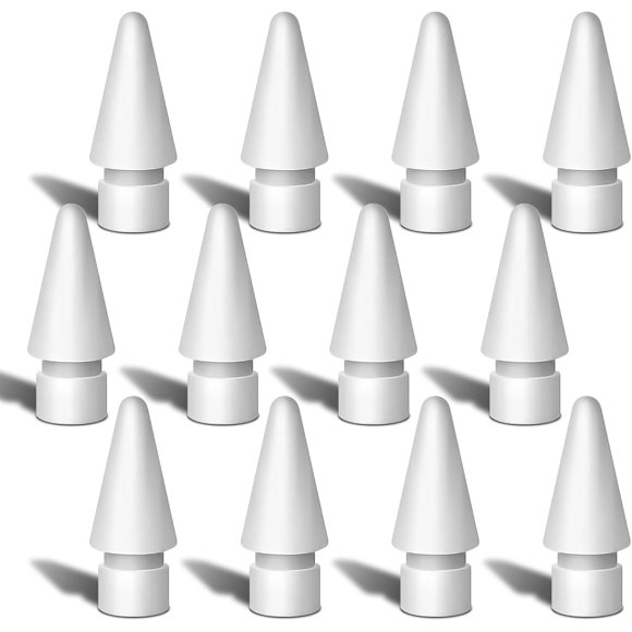 Embouts de Remplacement pour Apple Pencil 1re/2e Gén. et Pro/USB‐C / Sensation Originale et Haute Sensibilité / Pointes Durables pour Écrire/dessiner / Compatibles avec Protecteur d'Écran Effet Papier (Lot de 12, Blanc)