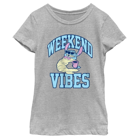 Girl's Lilo & Stitch Weekend Vibes  Graphic Tee Athletic Heather Medium
