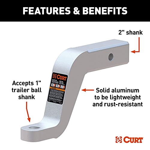 CURT MFG 45362 ALUMINUM BALL MOUNT (2' SHANK 8 00