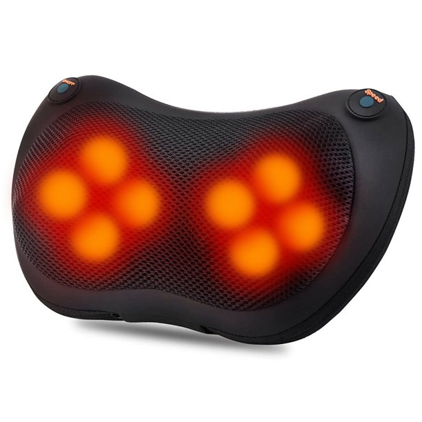 Back Massager with 8 Heated Rollers, Shiatsu Kneading Electric Neck