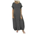 thumbnail image 1 of PENGXIANG Femmes Casual Polka Dot Imprimer Manches Courtes Robe Maxi, 1 of 4